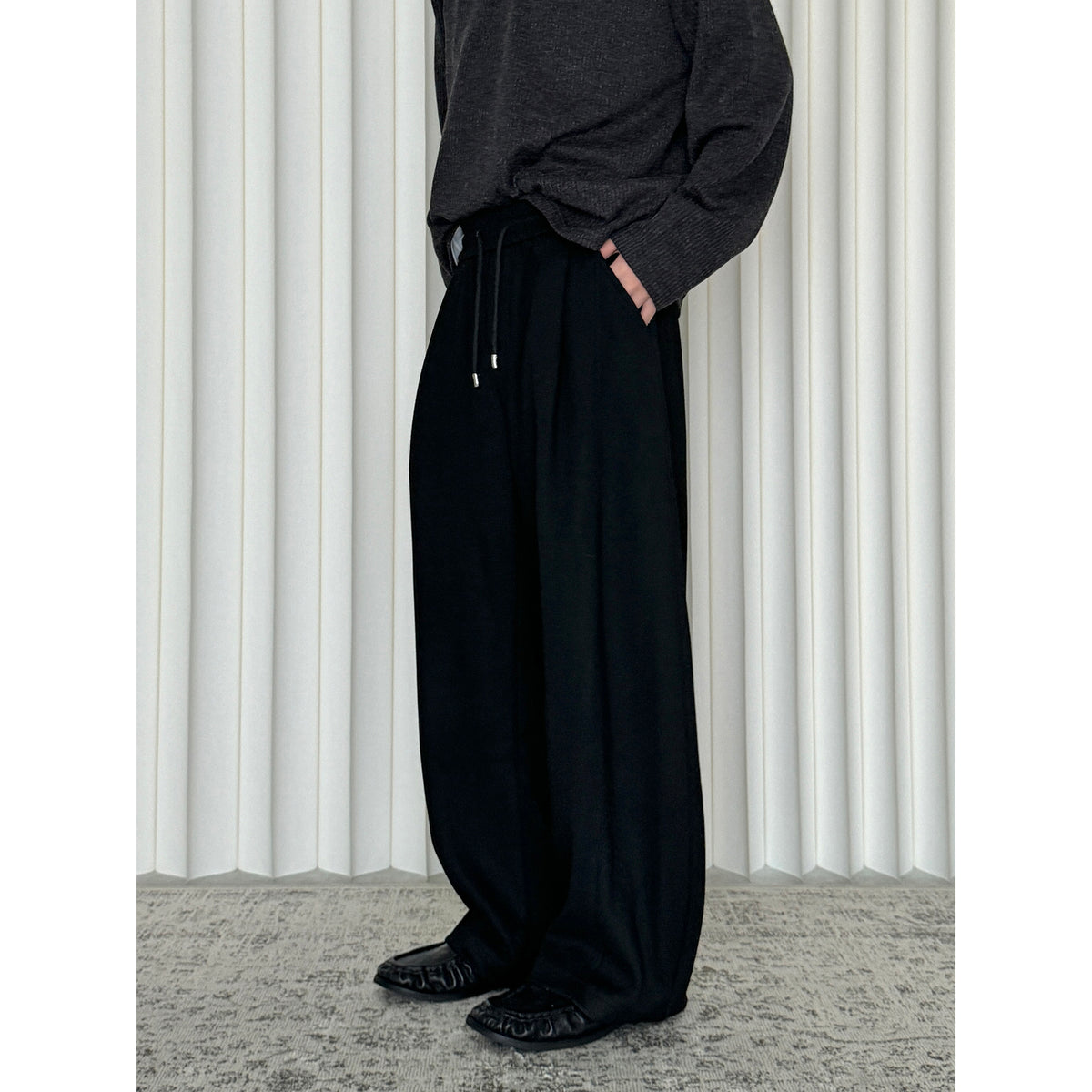 Single-Pleat Paneled Sweatpants