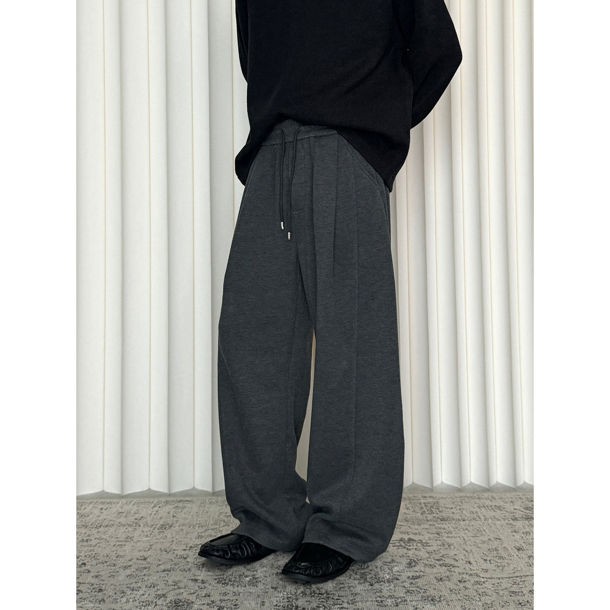 Single-Pleat Paneled Sweatpants