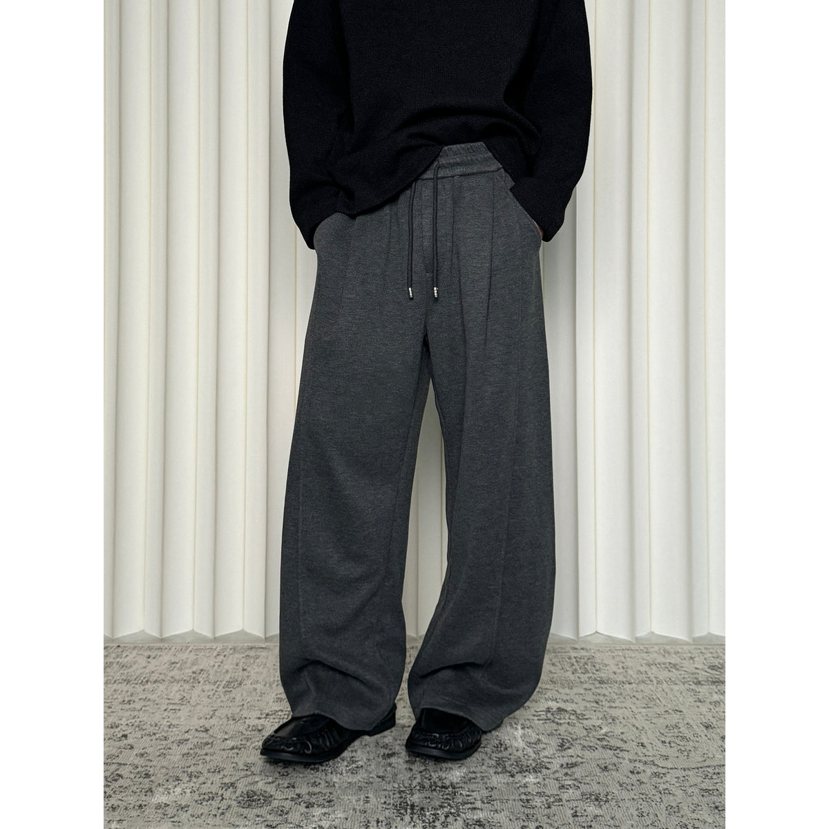 Single-Pleat Paneled Sweatpants