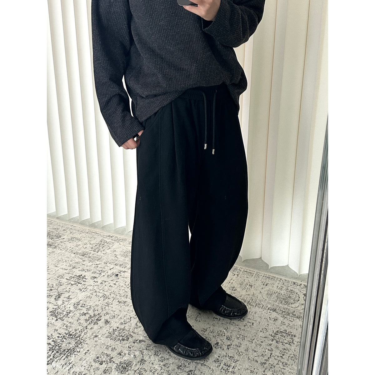 Single-Pleat Paneled Sweatpants