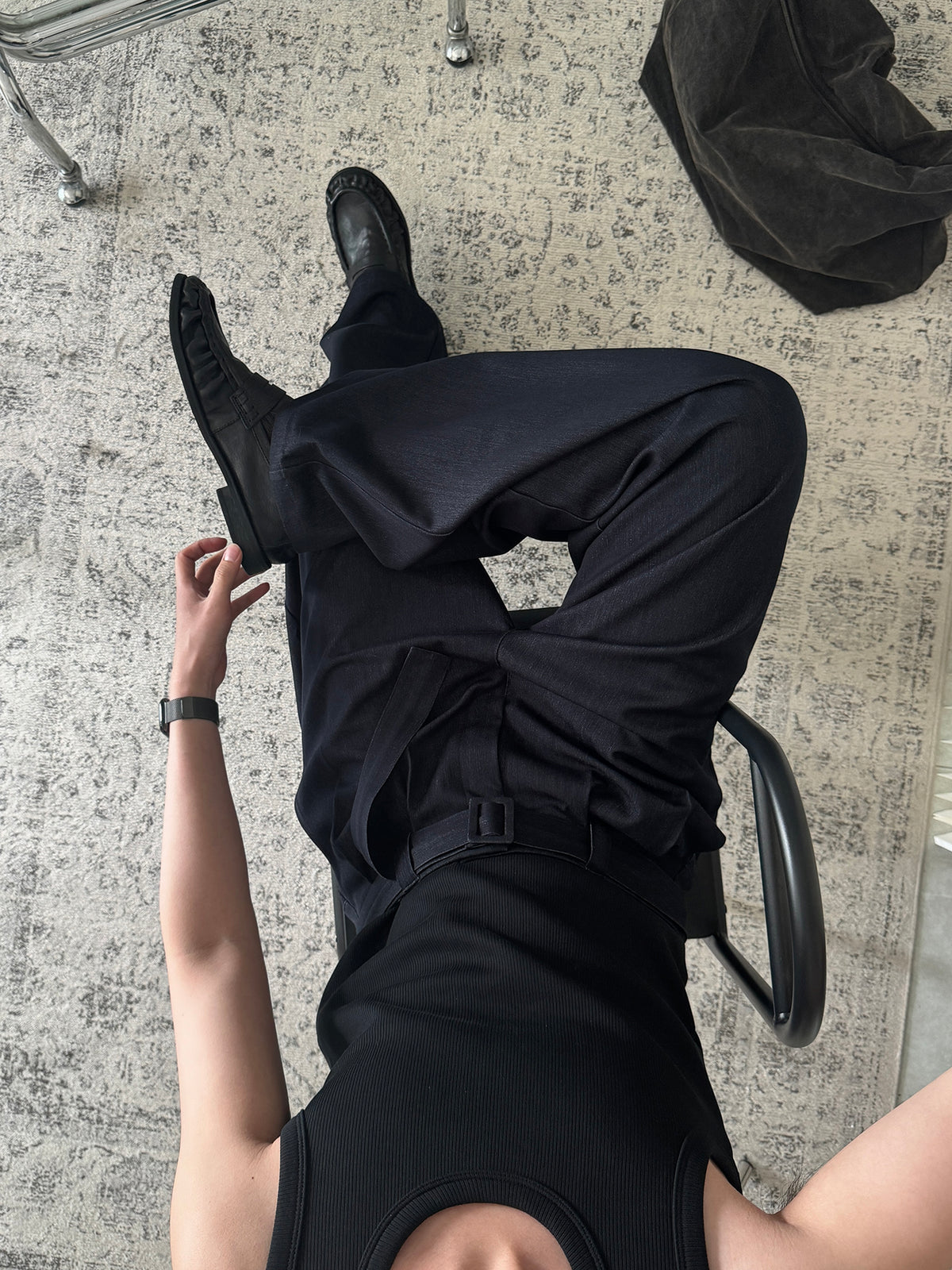 Belted Double-Pleat Casual Trousers