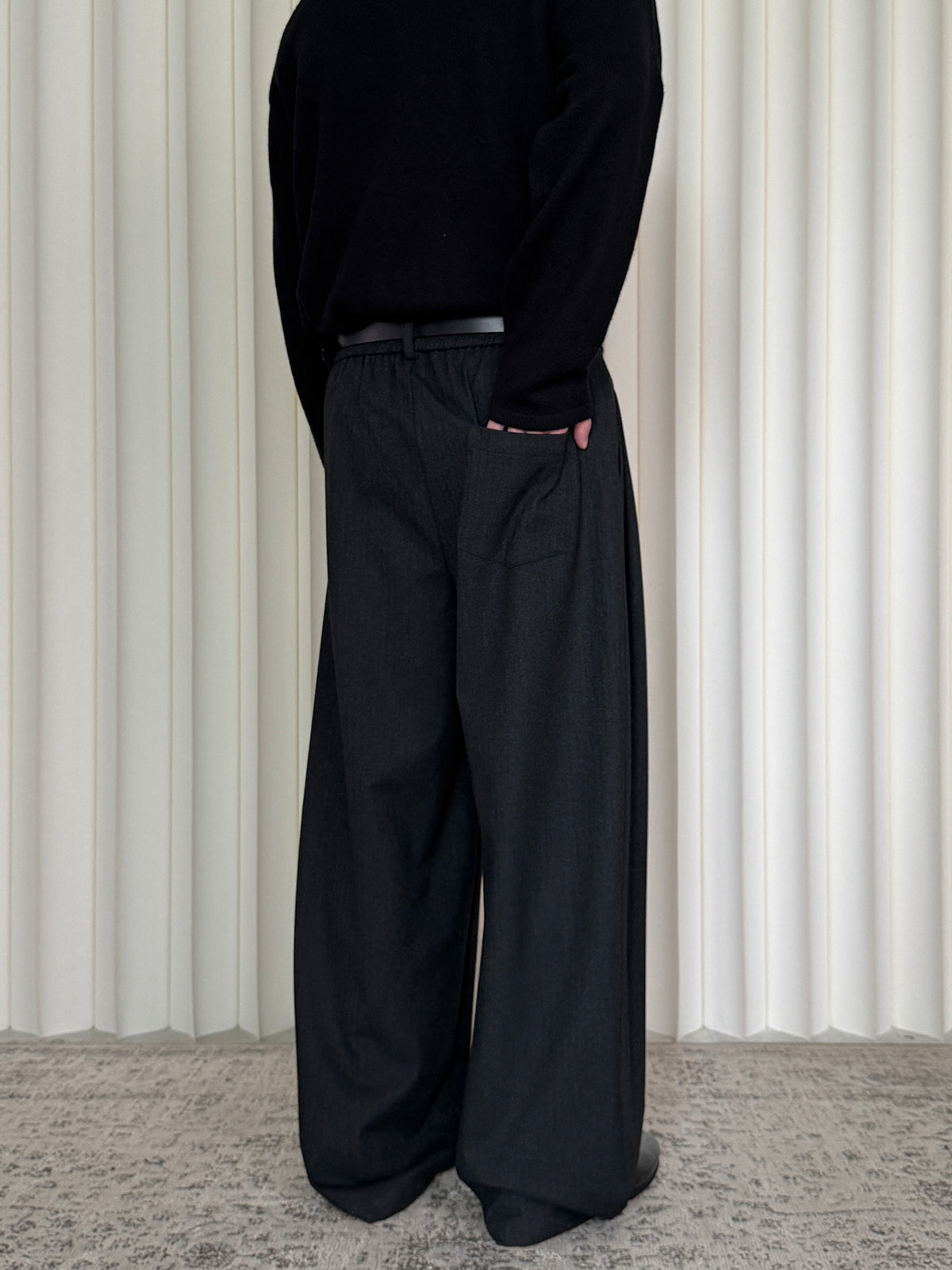 Subtle Texture Wool Double-Pleat Trousers