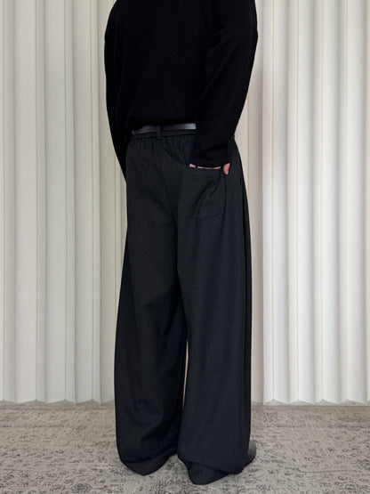 Subtle Texture Wool Double-Pleat Trousers