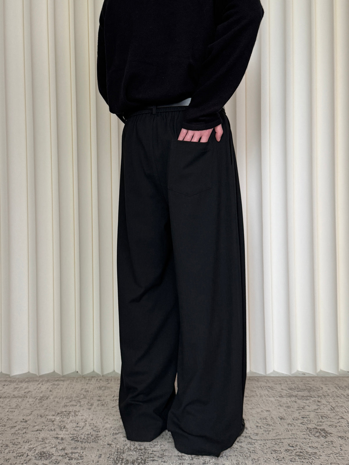 Subtle Texture Wool Double-Pleat Trousers