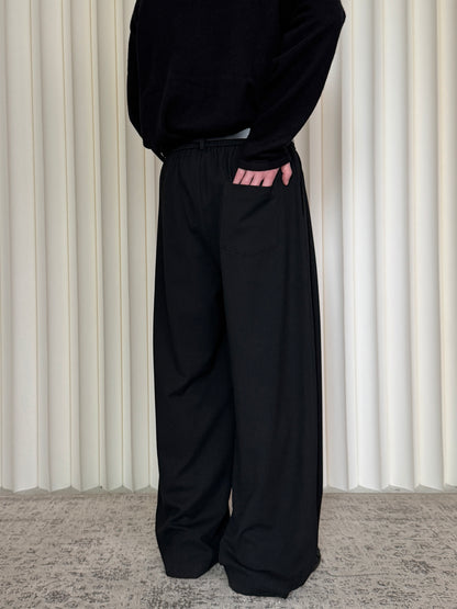 Subtle Texture Wool Double-Pleat Trousers