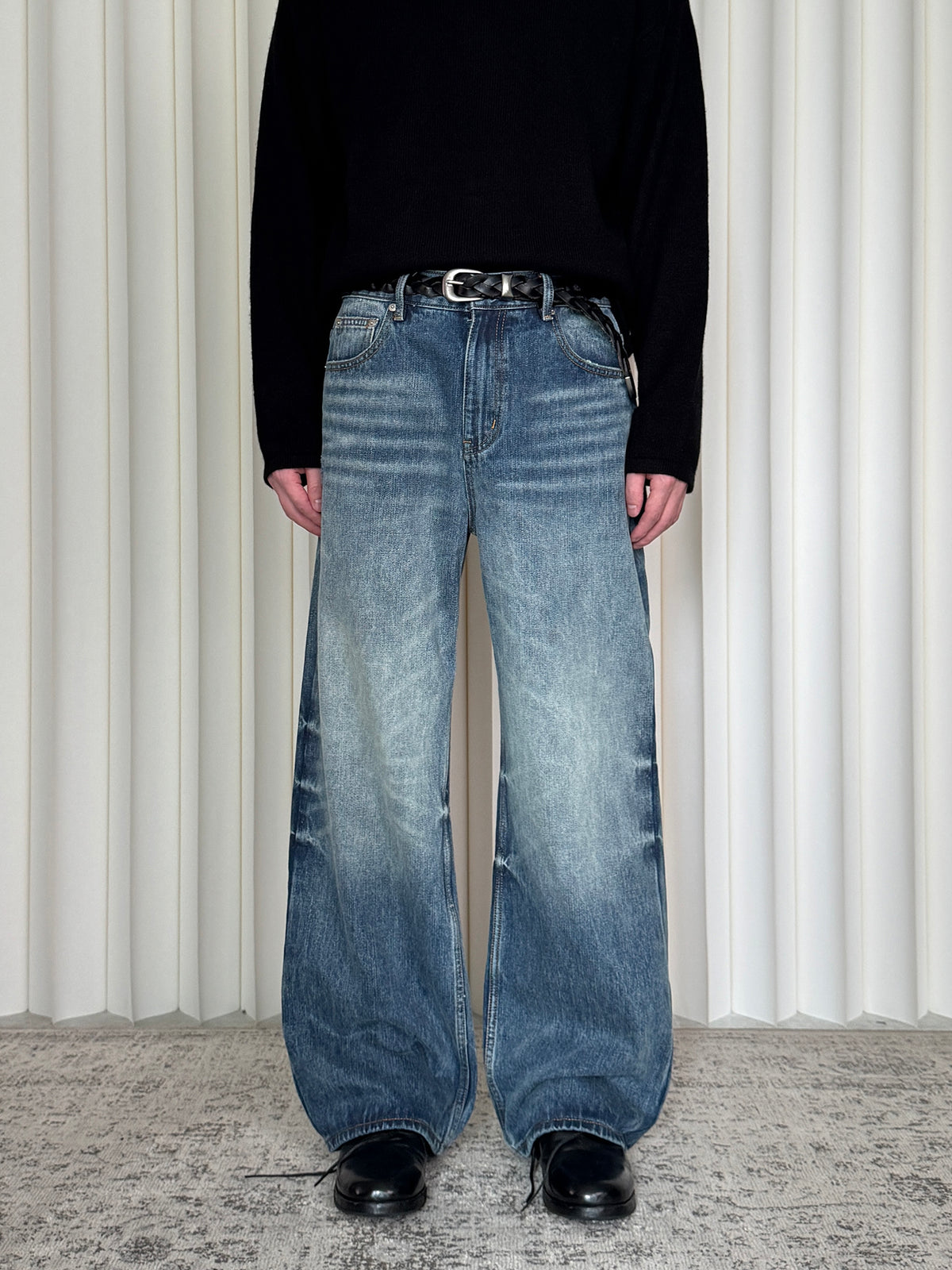 Vintage Cat-Whisker Blue Jeans