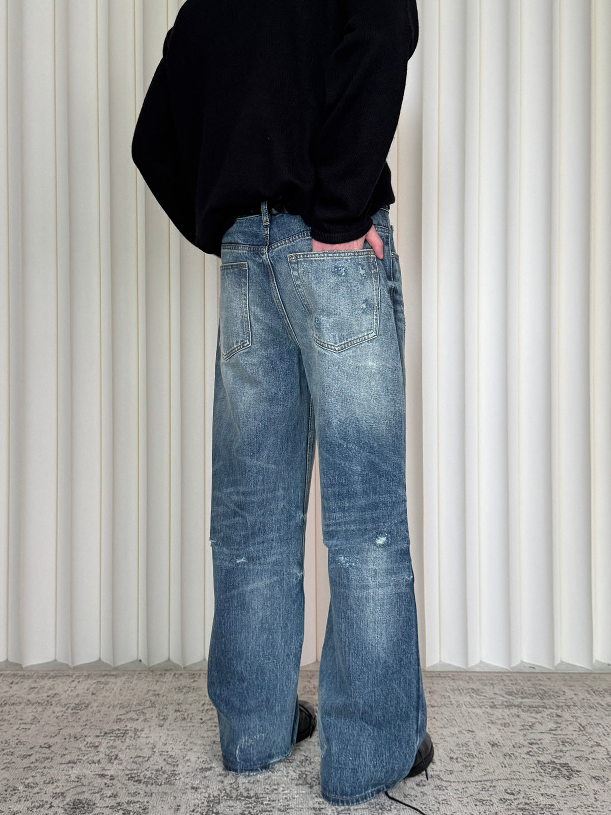 Vintage Cat-Whisker Blue Jeans
