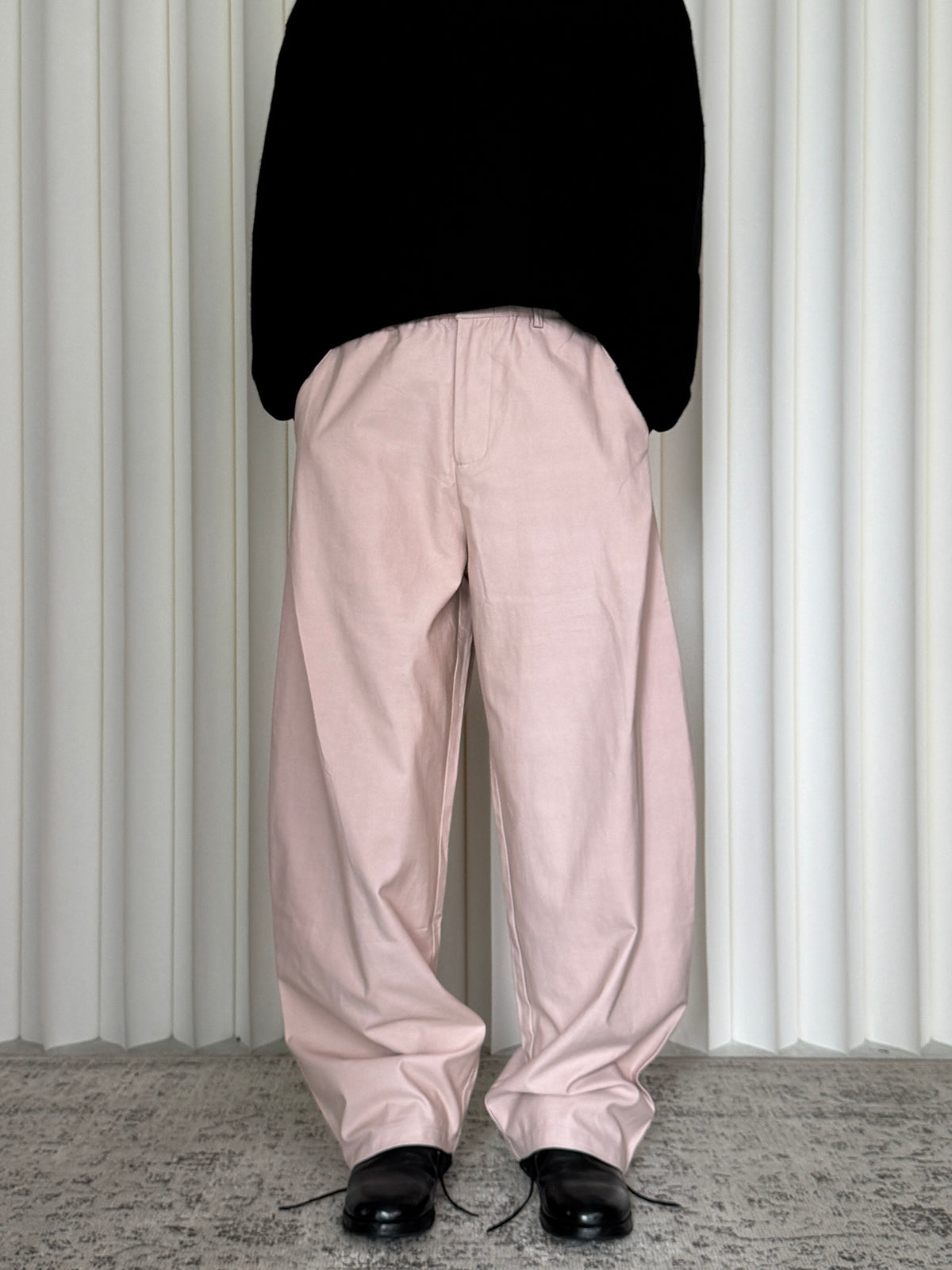 Side-Pleat Structured Casual Trousers