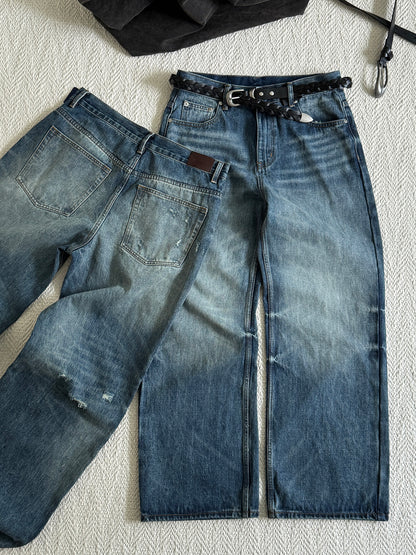 Vintage Cat-Whisker Blue Jeans