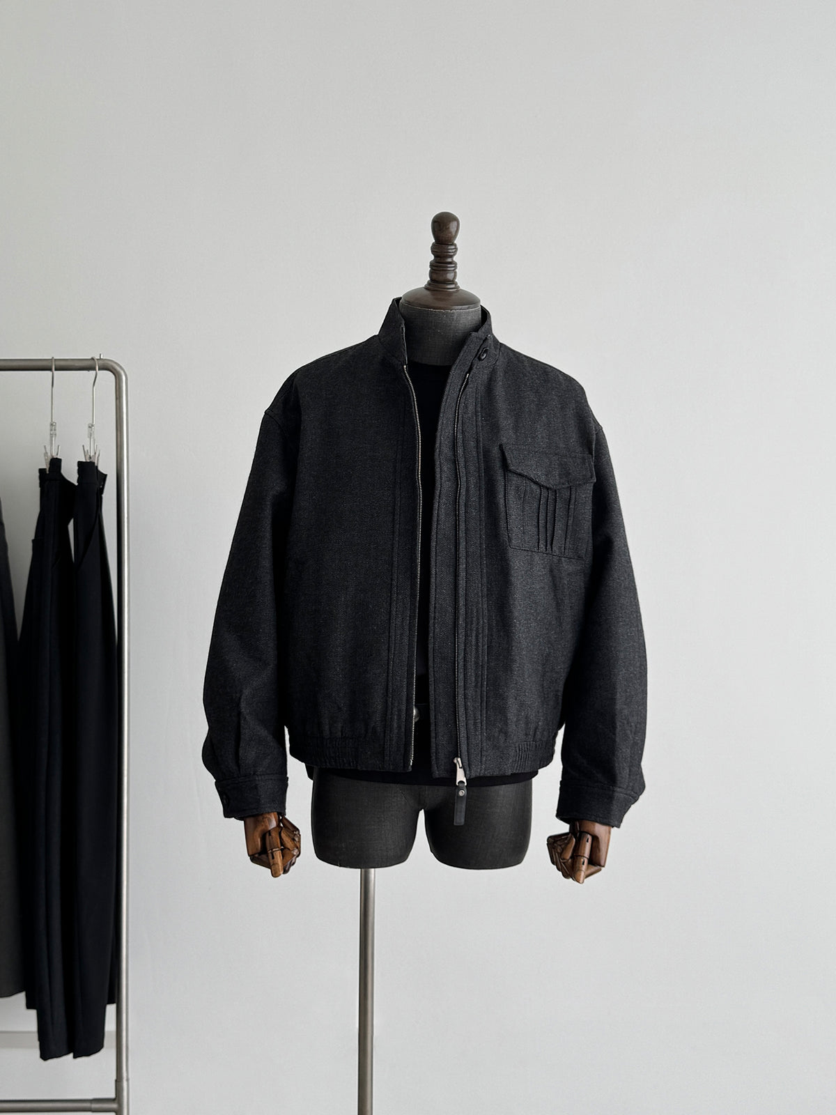 Niche Minimalist Harrington Wool Jacket
