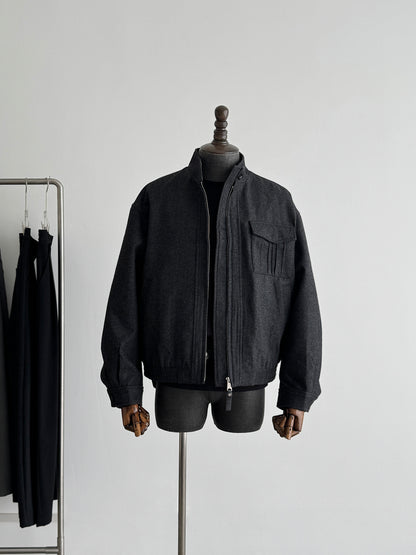 Niche Minimalist Harrington Wool Jacket