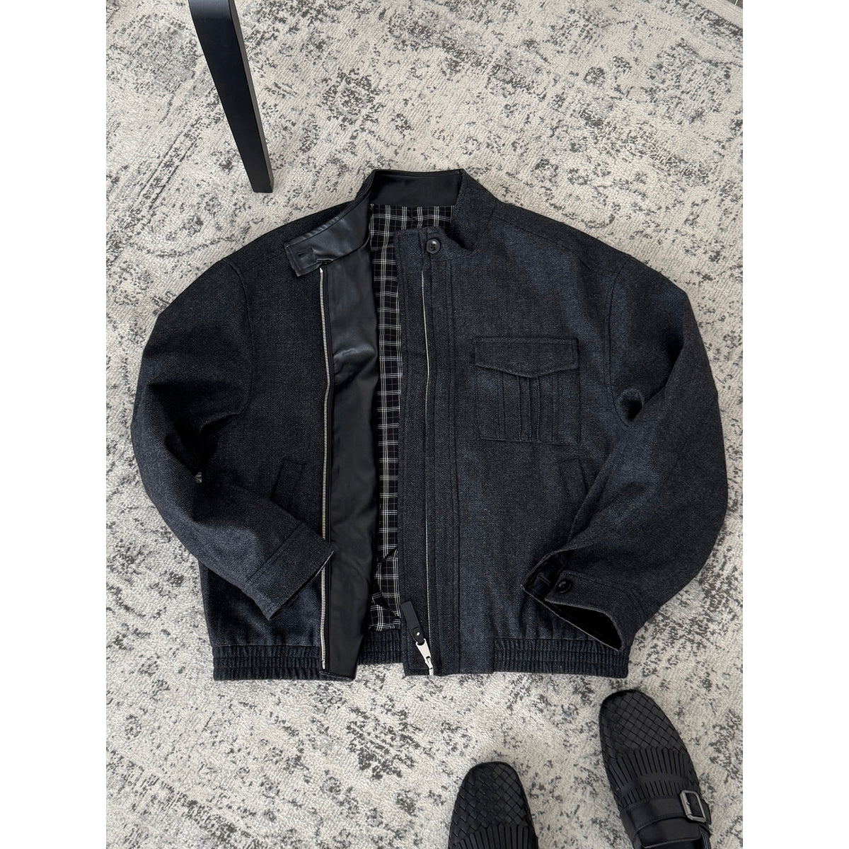 Niche Minimalist Harrington Wool Jacket
