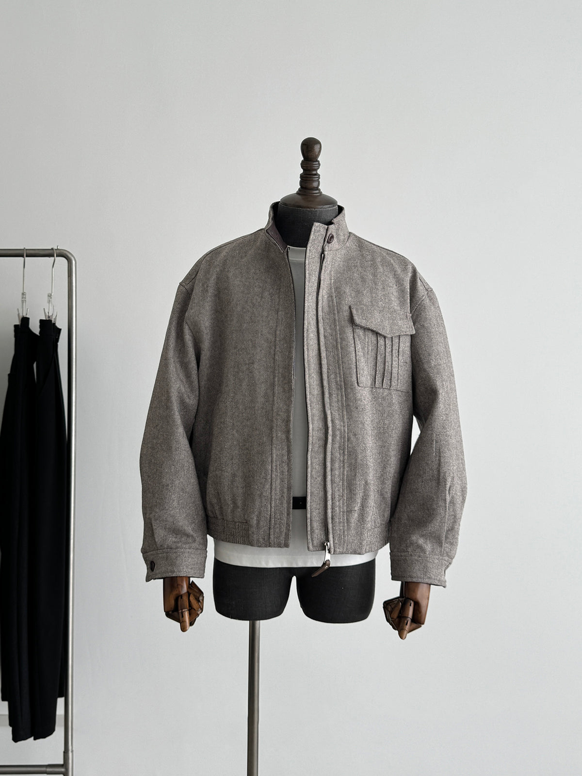 Niche Minimalist Harrington Wool Jacket
