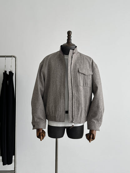 Niche Minimalist Harrington Wool Jacket