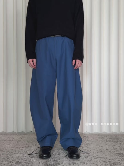 Side-Pleat Structured Casual Trousers